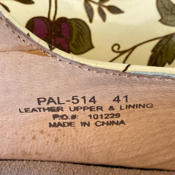 Alegria Clogs Mary Jane Strappy Floral Shoes Patent Leather Cream Green Women 41 - Picture 9 of 9